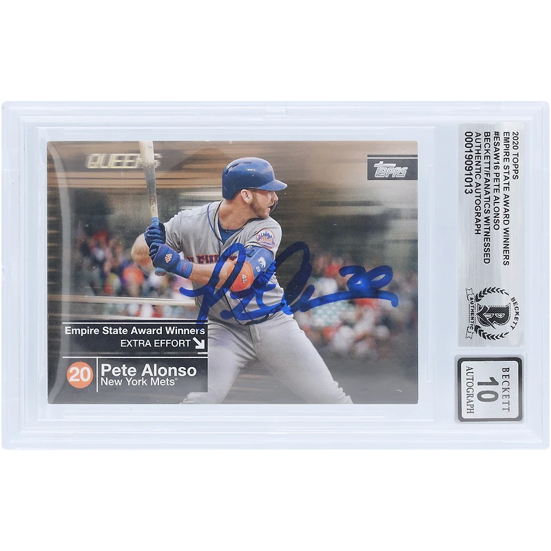 Pete Alonso New York Mets Autographed 2020 Topps Empire State Award Winners #ESAW-16 #/50 Beckett Fanatics Witnessed Authenticated 10 Card