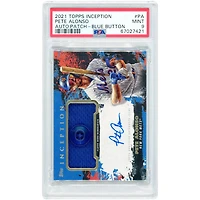 Pete Alonso New York Mets Autographed 2021 Topps Inception Button Relic Blue #APC-PA #4/6 PSA Authenticated 9 Card