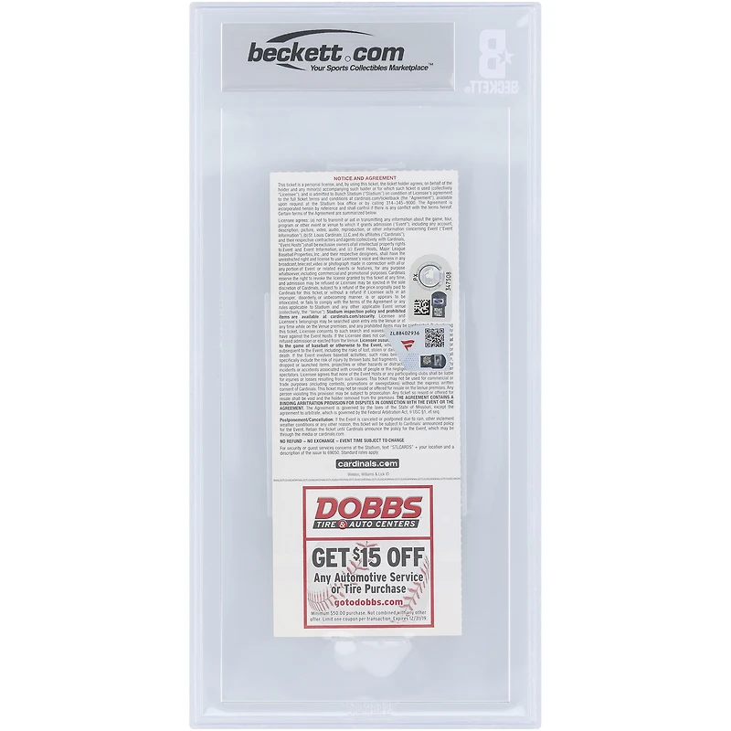 Pete Alonso New York Mets Autographed 6th Career HR Beckett Fanatics Witnessed Authenticated 9/10 Ticket from April 19, 2019 with "6th Career HR" Inscription