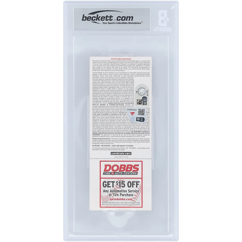 Pete Alonso New York Mets Autographed 7th Career HR Beckett Fanatics Witnessed Authenticated 9/10 Ticket from April 21, 2019 with "7th Career HR" Inscription