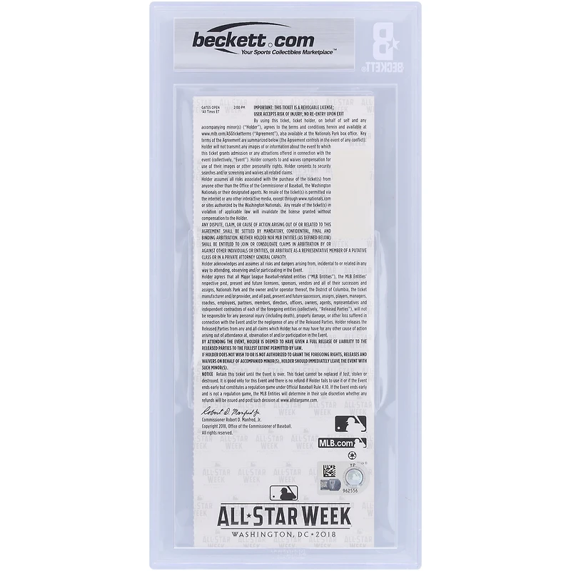 Pete Alonso New York Mets Autographed Beckett Fanatics Witnessed Authenticated 9 Ticket from July 15, 2018 - MLB All-Star Sunday