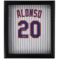 Maillot réplique Nike encadré autographié par Pete Alonso des New York Mets, blanc, Shadowbox