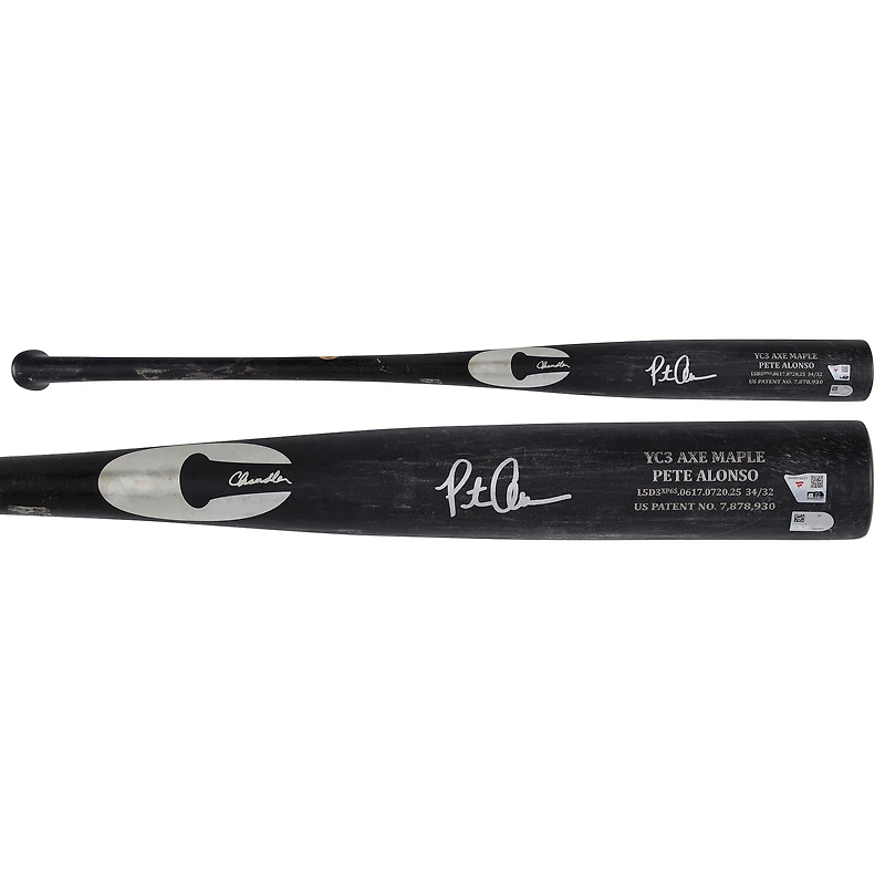 Bâton Chandler noir autographié par Pete Alonso (New York Mets), utilisé en match lors de la saison 2025 de la MLB - HH98516257