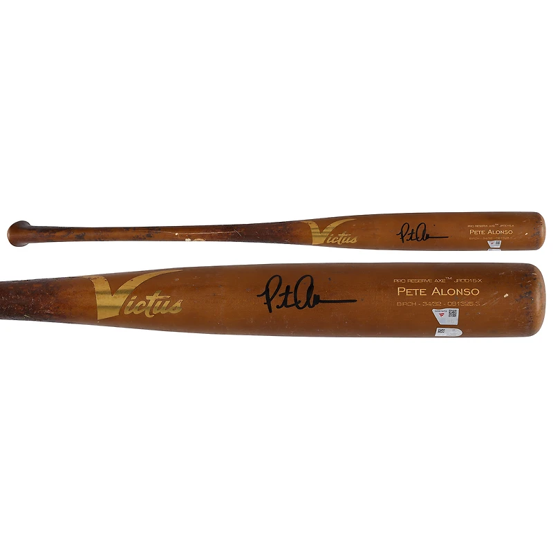 Pete Alonso New York Mets Autographed Game-Used Brown Victus Broken Bat from the 2025 MLB Season - HH98516259