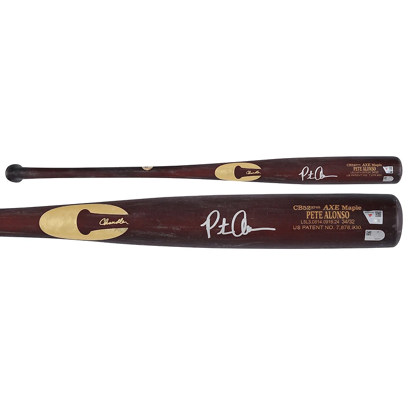 Pete Alonso New York Mets Autographed Game-Used Maroon Chandler Bat from the 2024 MLB Season - HH98516235