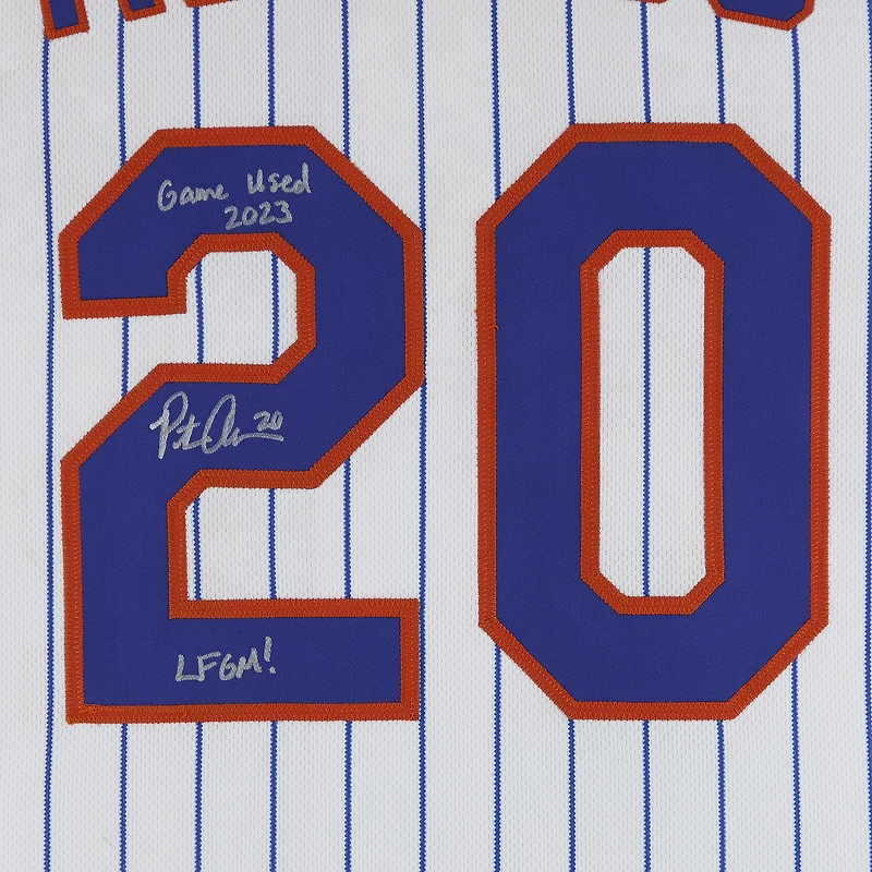 Pete Alonso New York Mets Autographed Game-Used #20 White Jersey vs. Cincinnati Reds on September 16 and 17, 2023 with Multiple Inscriptions
