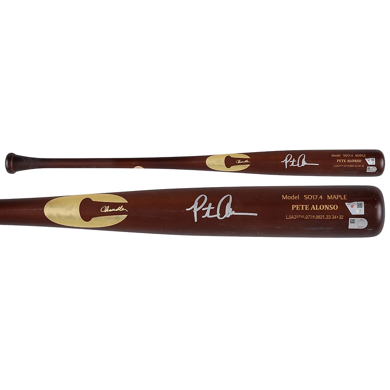 Pete Alonso New York Mets Autographed Player-Issued Brown Chandler Bat from the 2025 MLB Season
