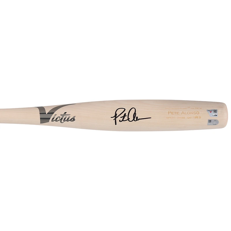 Bâton Victus beige autographié par Pete Alonso, joueur des Mets de New York, saison 2025 de la MLB