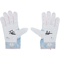 Gants de frappe Nike blancs et bleus autographiés par Pete Alonso, joueurs des Mets de New York, saison 2025 de la MLB