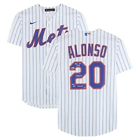 Maillot réplique blanc Nike autographié par Pete Alonso des Mets de New York, avec plusieurs inscriptions - Édition limitée à 25 exemplaires