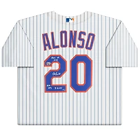 Maillot réplique blanc Nike autographié par Pete Alonso des Mets de New York, avec plusieurs inscriptions - Édition limitée à 25 exemplaires