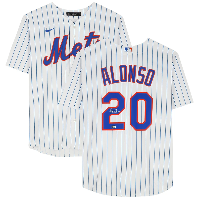 Maillot réplique blanc Nike autographié de Pete Alonso, des Mets de New York