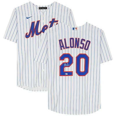 Maillot réplique blanc Nike autographié de Pete Alonso, des Mets de New York