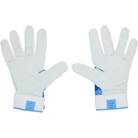 Gants de frappe Nike bleus et blancs portés par Pete Alonso, joueur des Mets de New York, lors de la saison 2025 de la MLB.
