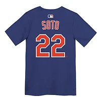 T-shirt Nike Juan Soto Royal New York Mets pour enfants d'âge préscolaire (nom et numéro)
