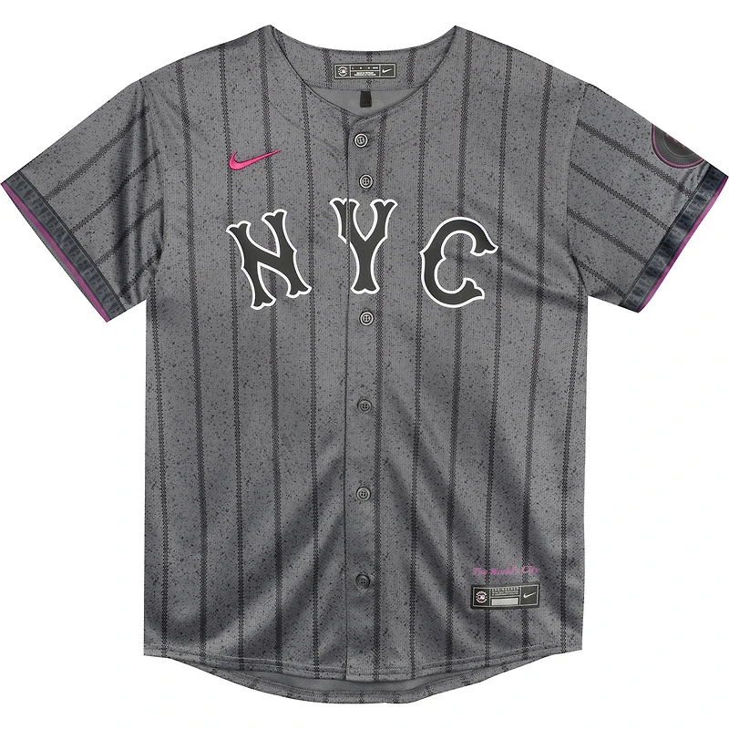 Maillot de joueur Nike Pete Alonso Graphite New York Mets 2024 City Connect Limited pour enfants d'âge préscolaire