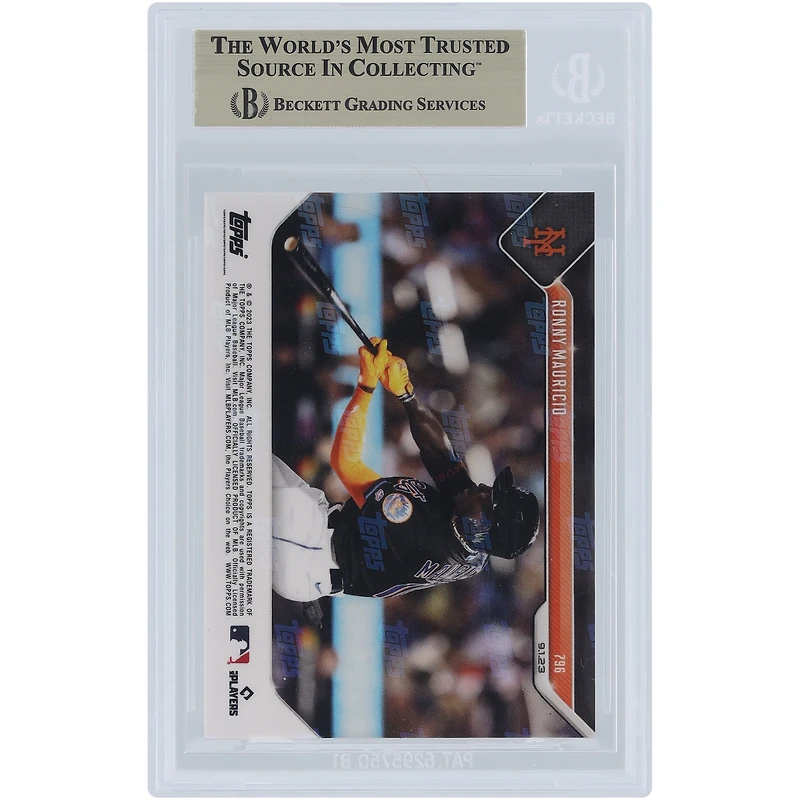 Ronny Mauricio New York Mets 2023 Topps Now 117.3 MPH Rocket Is Hardest 1st Career Hit Of Statcast Era #796 BGS Authenticated 10 Rookie Card - 10,10,9.5,10 Subgrades