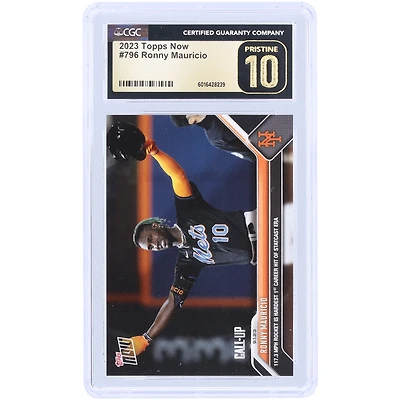 Ronny Mauricio New York Mets 2023 Topps Now 117.3 MPH Rocket Is Hardest 1st Career Hit Of Statcast Era #796 CGC Authenticated Pristine 10 Rookie Card