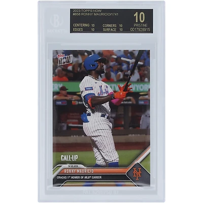 Ronny Mauricio, New York Mets 2023 Topps Now Black Label, réalise son premier home run en carrière en MLB. Carte recrue authentifiée BGS n° 858, numéro 10 - Sous-catégories 10, 10, 10, 10