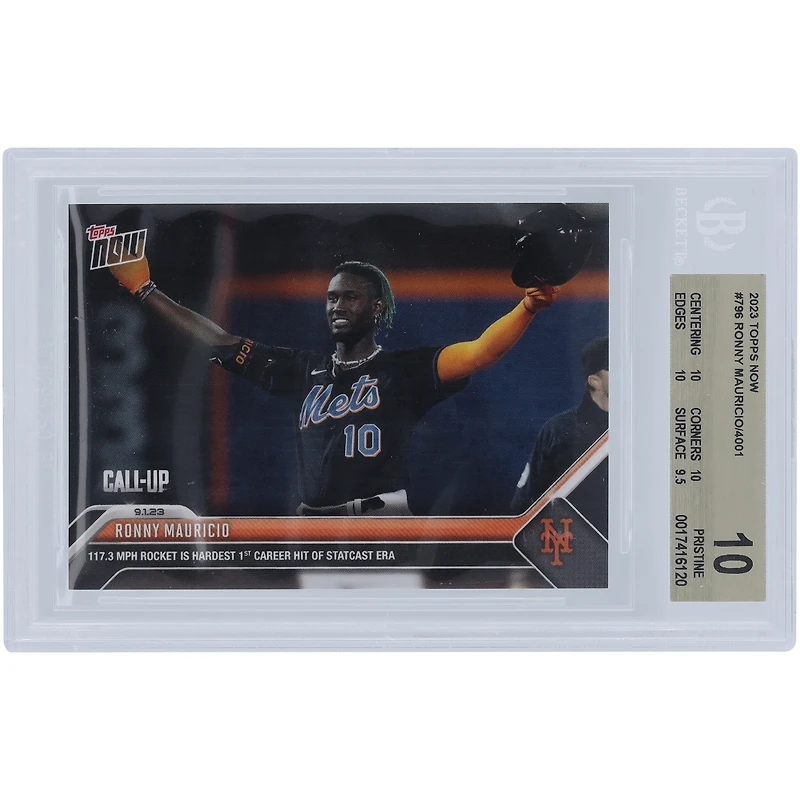 Ronny Mauricio New York Mets 2023 Topps Now Call-Up Hit #796 BGS Authenticated 10 Card - 10,10,10,9.5 Subgrades