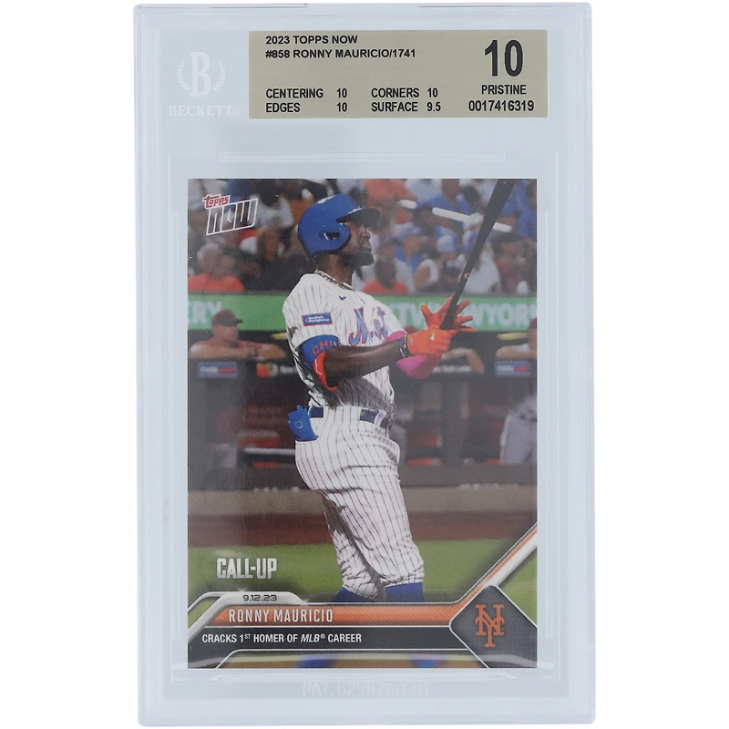 Ronny Mauricio New York Mets 2023 Topps Now Call-Up #858 BGS Authenticated 10 Card - 10,10,10,9.5 Subgrades