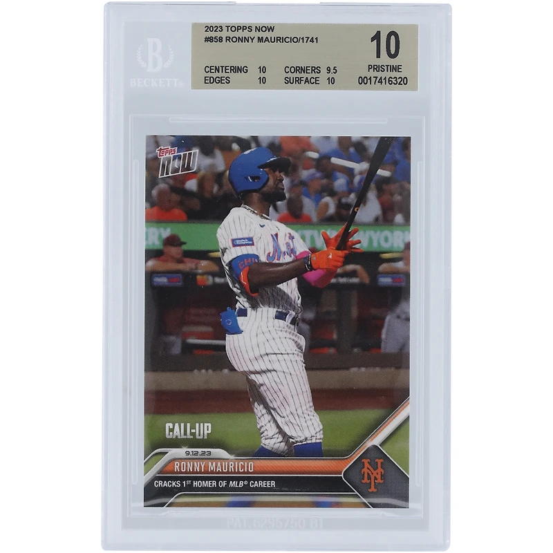 Ronny Mauricio New York Mets 2023 Topps Now Call-Up #858 BGS Authenticated 10 Card - 10,9.5,10,10 Subgrades