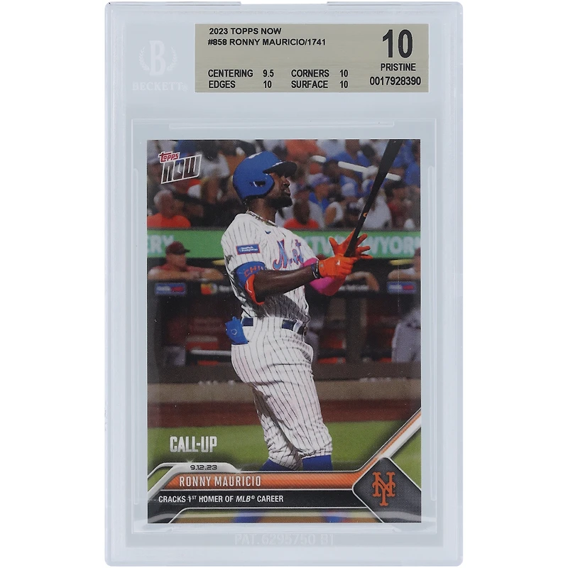 Ronny Mauricio New York Mets 2023 Topps Now Cracks 1st Homer Of MLB Career #858 BGS Authenticated 10 Rookie Card - 9.5,10,10,10 Subgrades