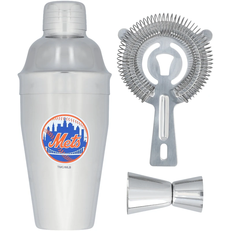 The Memory Company New York Mets Stainless Steel Shaker, Strainer & Jigger Set