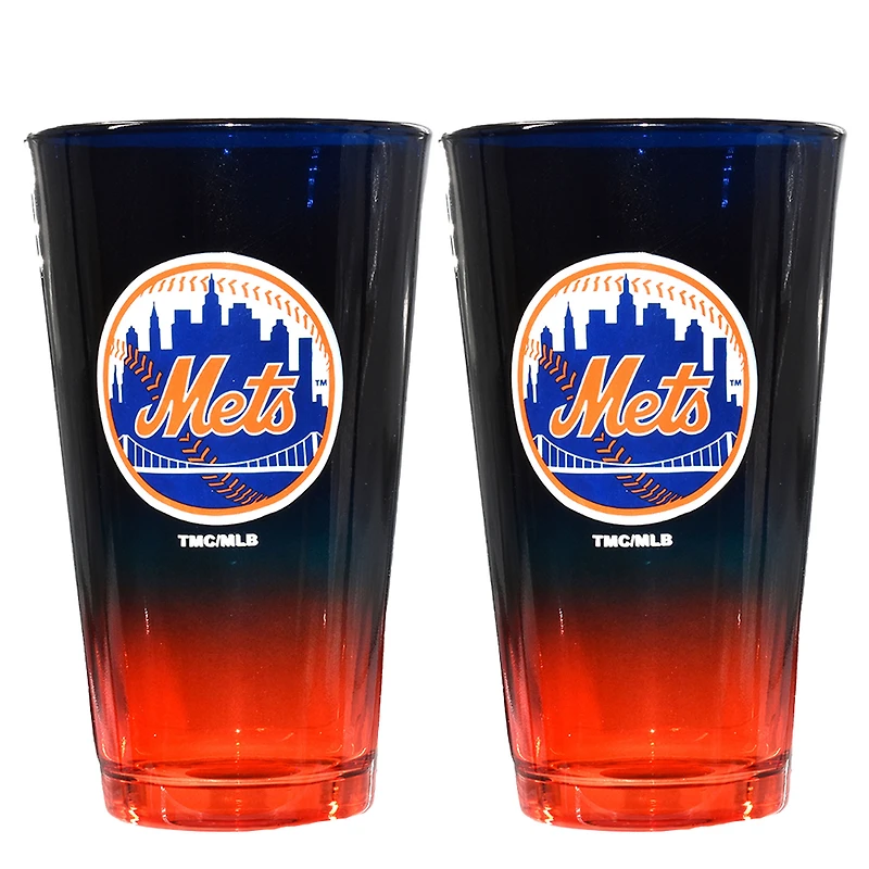 The Memory Company New York Mets Two-Pack 16oz. Ombre Pint Glass Set