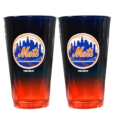 The Memory Company New York Mets Two-Pack 16oz. Ombre Pint Glass Set
