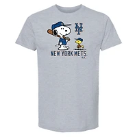 T-shirt Snoopy Peanuts des Mets de New York pour tout-petits, gris chiné