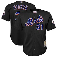 Toddler Mitchell & Ness Mike Piazza Black New York Mets Cooperstown Collection Mesh Batting Practice Jersey