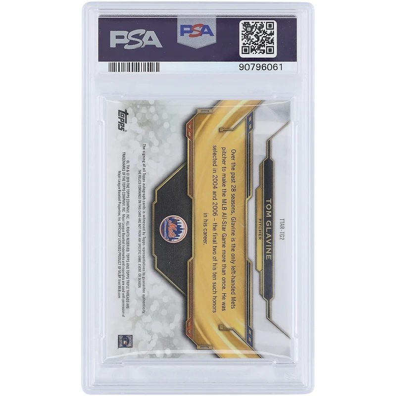 Tom Glavine New York Mets Autographed 2019 Topps Triple Threads Gold Relic #TTAR-TG2 #3/9 PSA Authenticated 10 Card