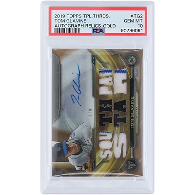 Tom Glavine New York Mets Autographed 2019 Topps Triple Threads Gold Relic #TTAR-TG2 #3/9 PSA Authenticated 10 Card