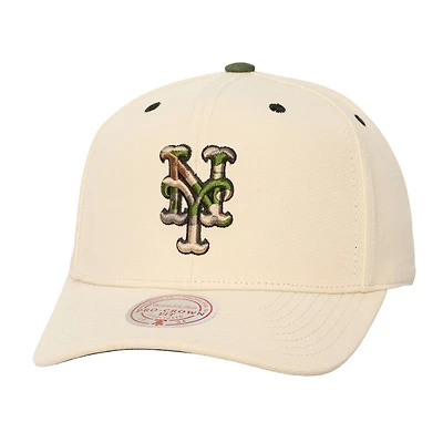 Casquette unisexe Mitchell & Ness crème New York Mets à logo camouflage Pro Crown