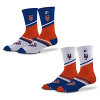 Ensemble de deux paires de chaussettes unisexe Starter Royal/Orange New York Mets Old School