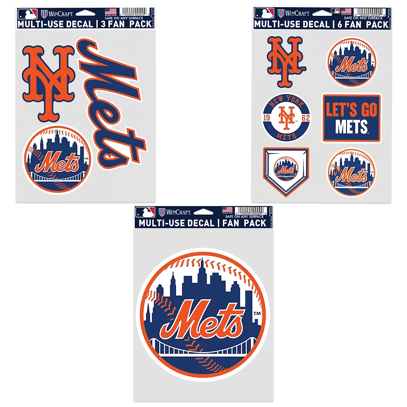 Ensemble de trois autocollants pour supporters WinCraft New York Mets