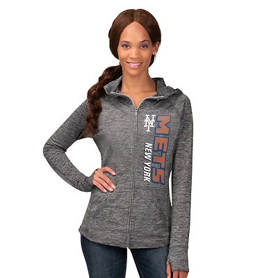 Sweat à capuche zippé manches longues G-III 4Her de Carl Banks pour femme, gris chin