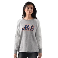 Sweat-shirt à col raglan pour femme G-III 4Her par Carl Banks gris chiné New York Mets Gridiron