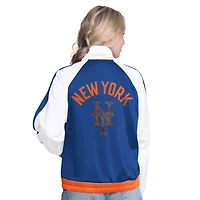 Women's G-III Sports by Carl Banks  White/Royal New York Mets Rally Rhinestone Raglan Full-Zip Track Jacket
