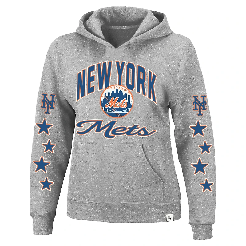 Women's '47 Heather Gray New York Mets Plus Starry Eye Hoodie