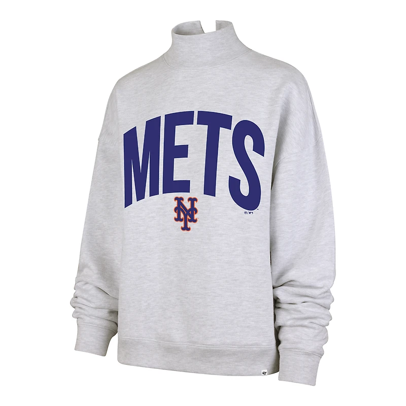 Women's '47  Heather Gray New York Mets Subtle Muse Mock Neck Sweatshirt