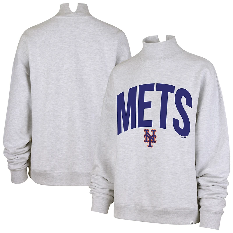 Women's '47 Heather Gray New York Mets Subtle Muse Mock Neck Sweatshirt