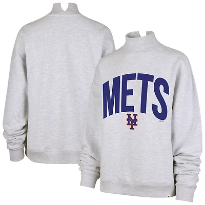 Women's '47  Heather Gray New York Mets Subtle Muse Mock Neck Sweatshirt