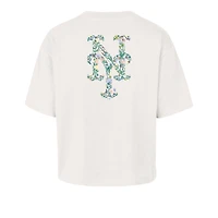 Women's '47  Natural New York Mets Full Bloom Cropped T-Shirt