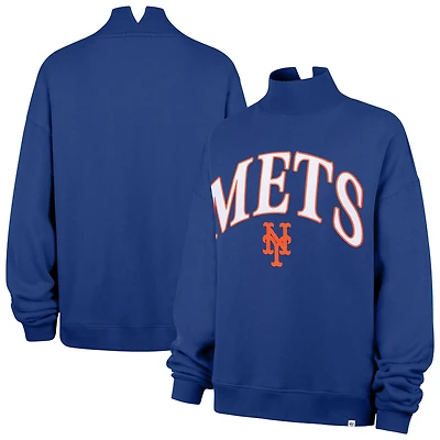 Women's '47 Royal New York Mets Oversized Vantage Mock Neck Sweatshirt