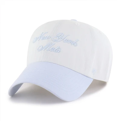 Women's '47 White/Light Blue New York Mets Gelato Two-Tone Clean Up Adjustable Hat