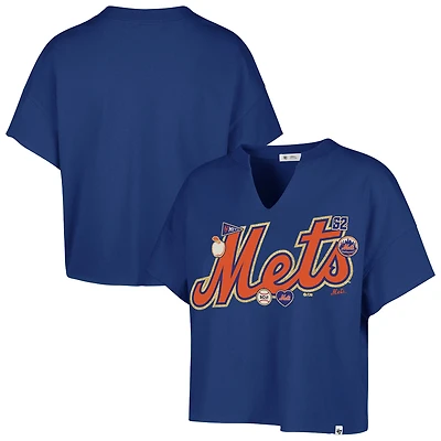 Women's '47 x Stoney Clover Lane Royal New York Mets Oversized Notch Neck T-Shirt