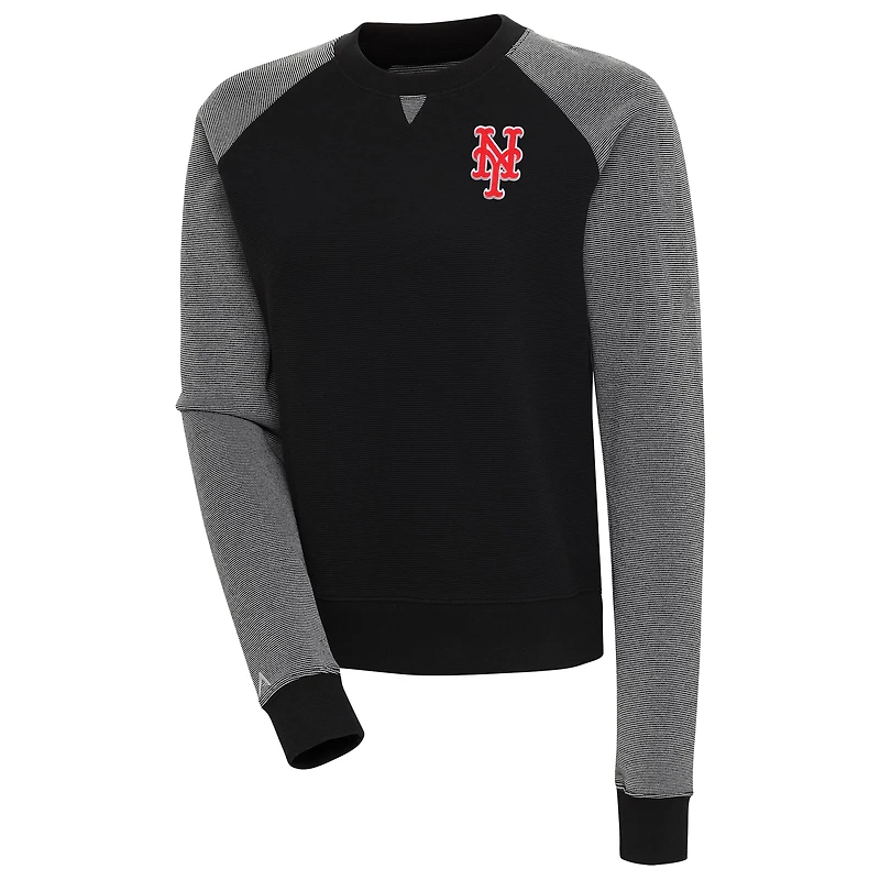 Sweat-shirt à enfiler tri-blend noir/blanc New York Mets Flier Bunker pour femme