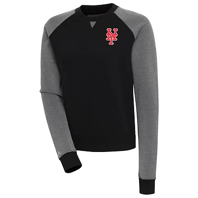 Sweat-shirt à enfiler tri-blend noir/blanc New York Mets Flier Bunker pour femme